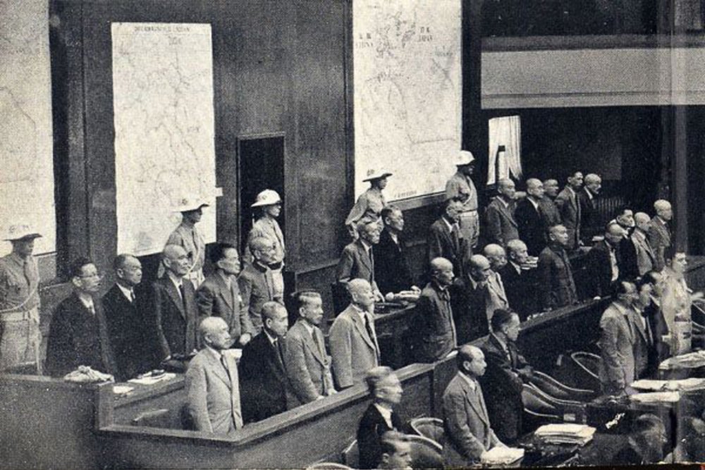 What year did the Tokyo Trial (officially the “International Military Tribunal for the Far East”) of World War II Japanese war criminals adjourn in?
