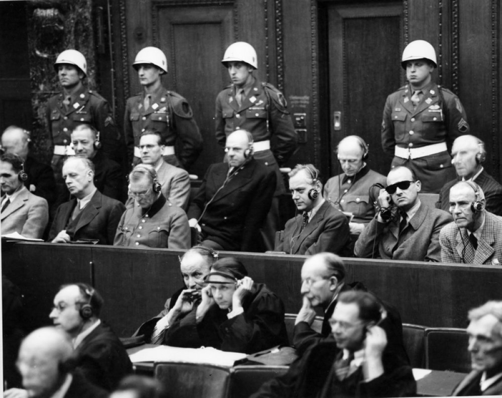 Which defendant of the Nuremberg Trials was put on a strict diet in Allied custody? (Not necessarily on the photo.)