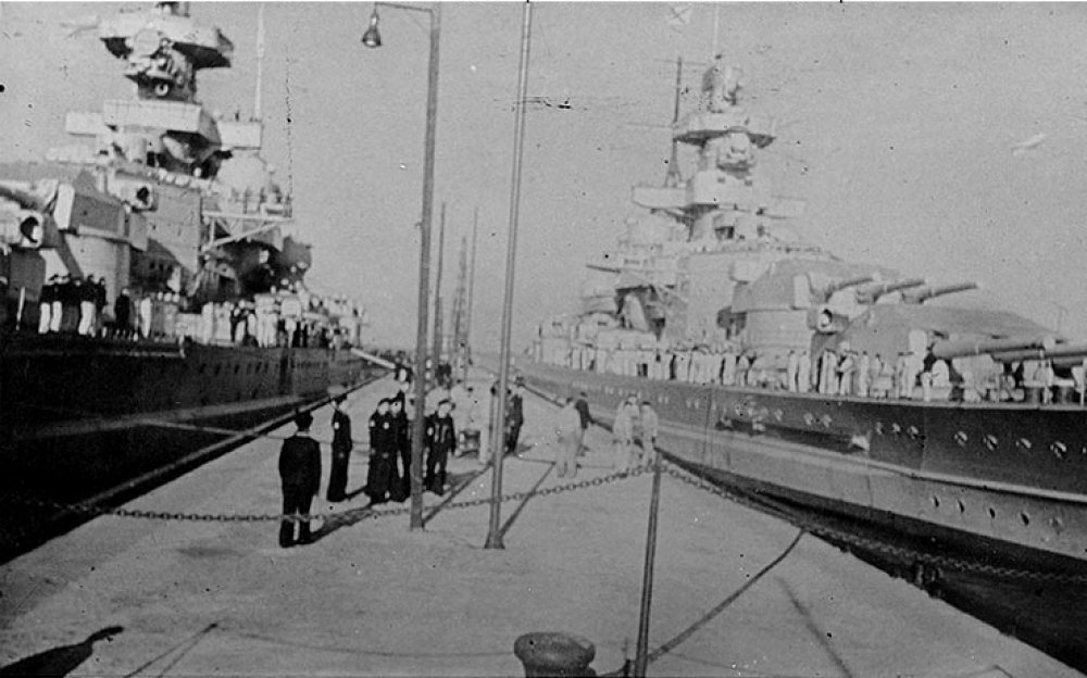 Which two German capital ships operated together for several years during World War II?