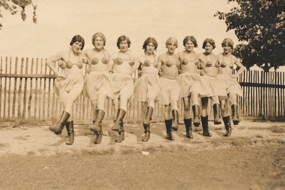 Which World War II belligerent nation’s soldiers were particularly noted for their habit of dressing in women’s clothing at holiday festivities, possibly due to older folk traditions?