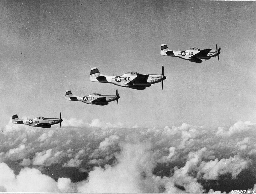 Which of these American-built World War II fighters was introduced into service last? (Photo does not necessarily depict correct answer.)