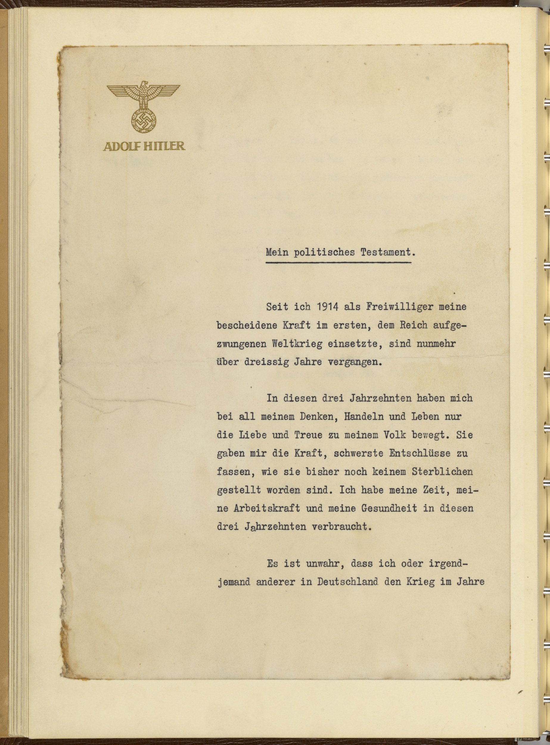 In his last will and testament, signed in the early hours of April 29, 1945, whom did Adolf Hitler name as his successor as the next chancellor, the head of government (but NOT the head of state)?