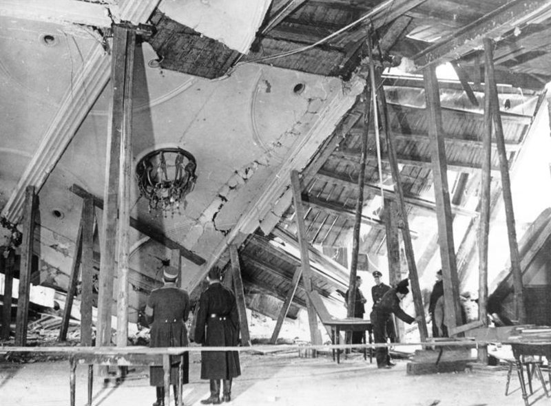 German carpenter Georg Elser tried and failed to assassinate Hitler with a timed bomb on November 8, 1939, a month after World War II started. Where did he hide the bomb?