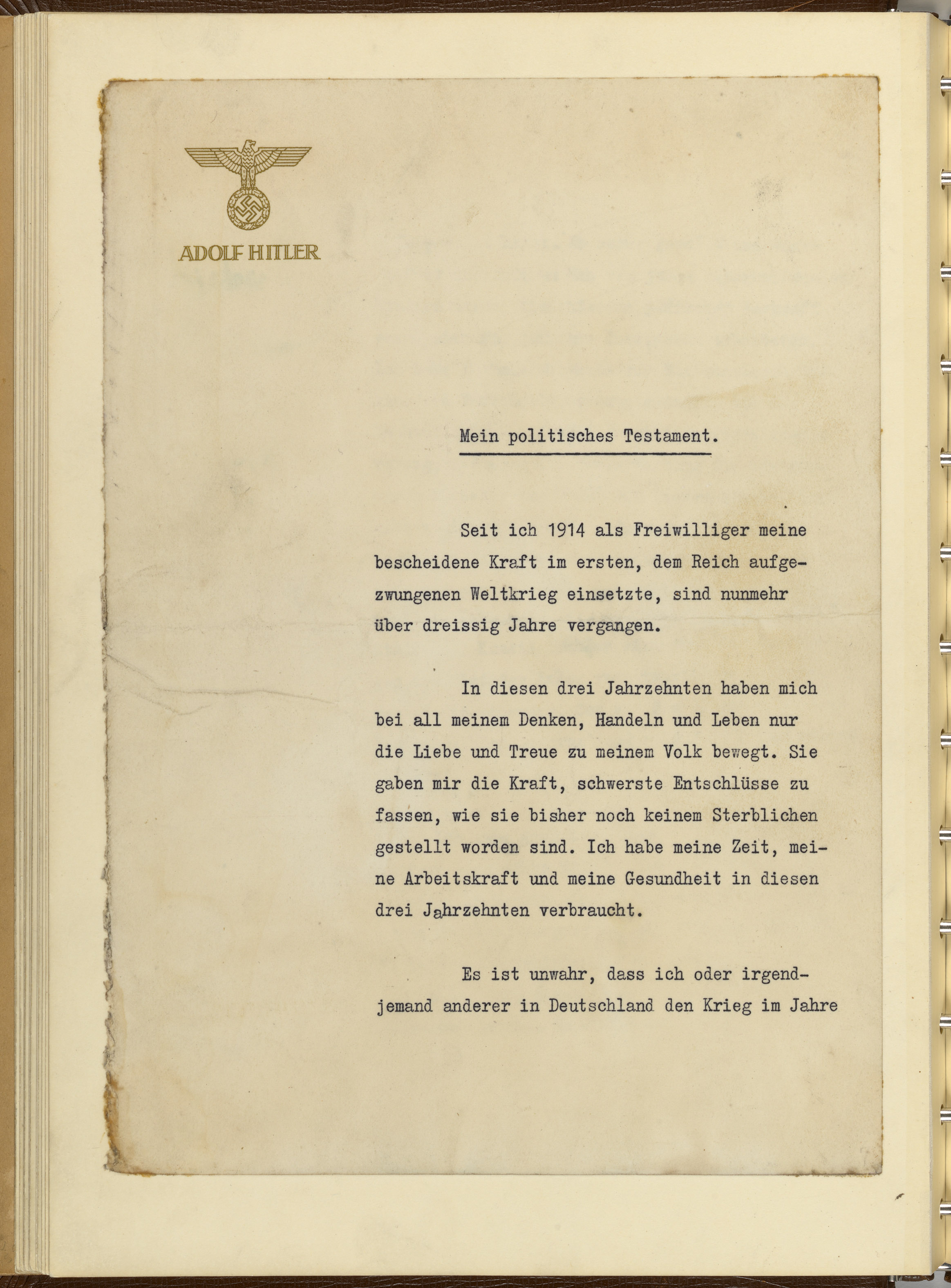 Whom did Hitler name in his last will and testament as the next President of Germany?
